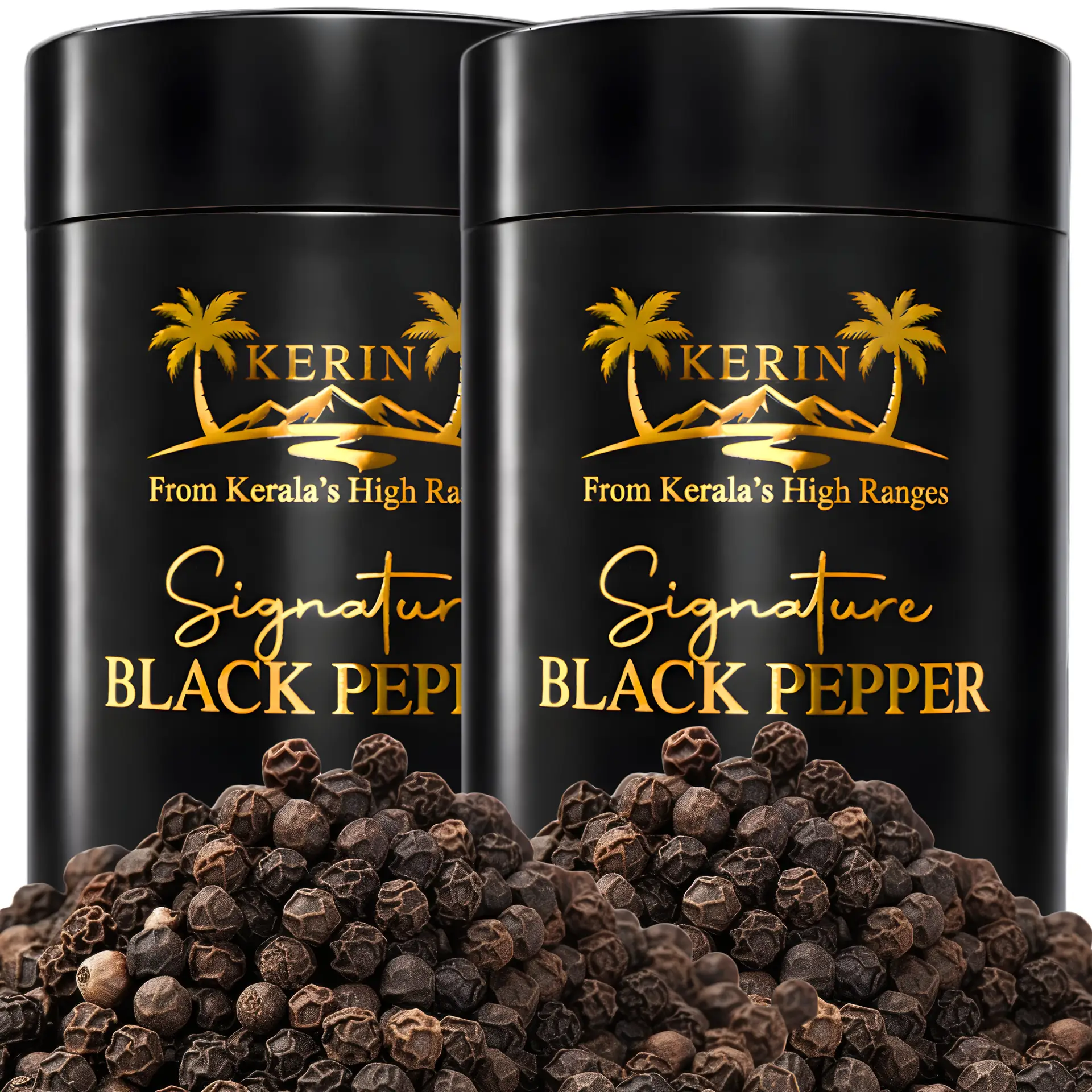 Kerin Premium Black Pepper (Kali Mirch) | Special Extra Bold 5.25mm+ TGSEB | Intense Aroma | Authentic Kerala Malabar Peppercorns (Pack of 2 x 100g)