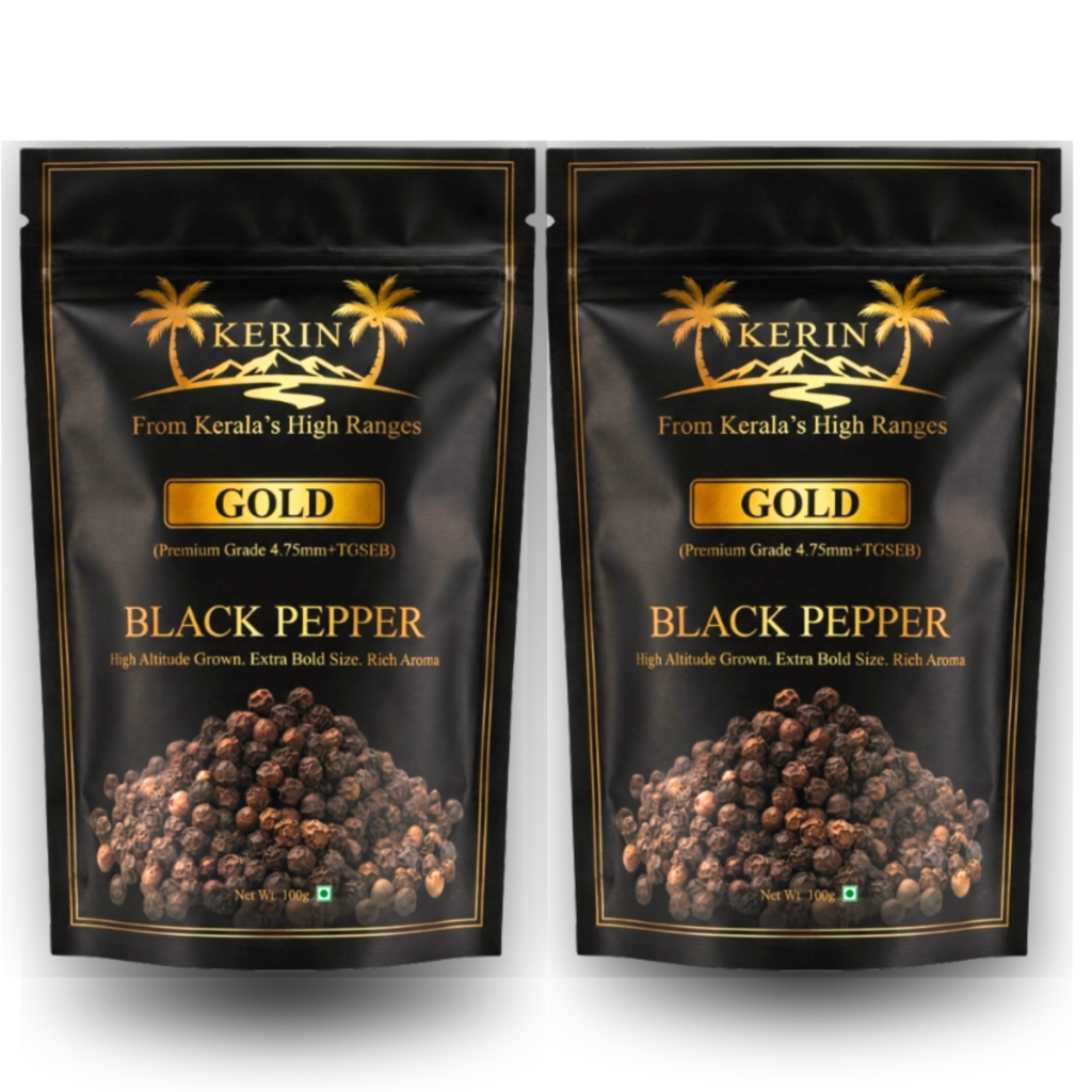 KERIN Classic Premium Kerala Black Pepper 4.25mm+ TGEB, 200g (2x100g)
